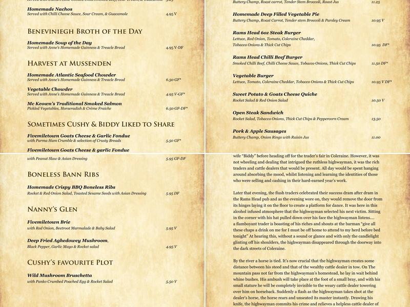 Cushy’s Grill Menu