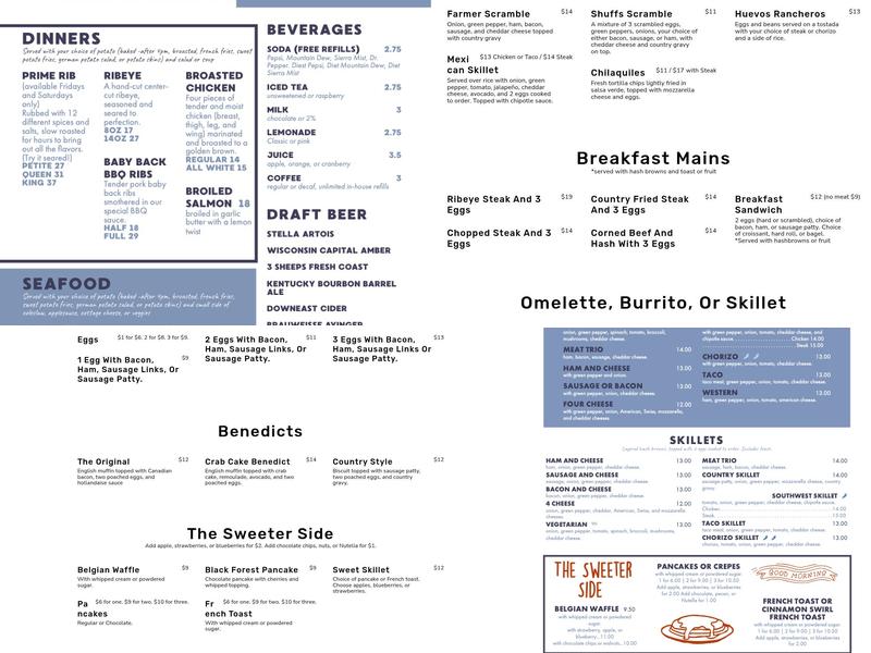 Shuffs Menu