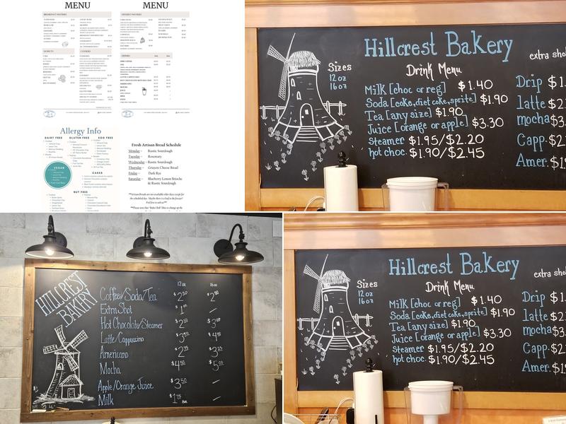 Hillcrest Bakery Menu