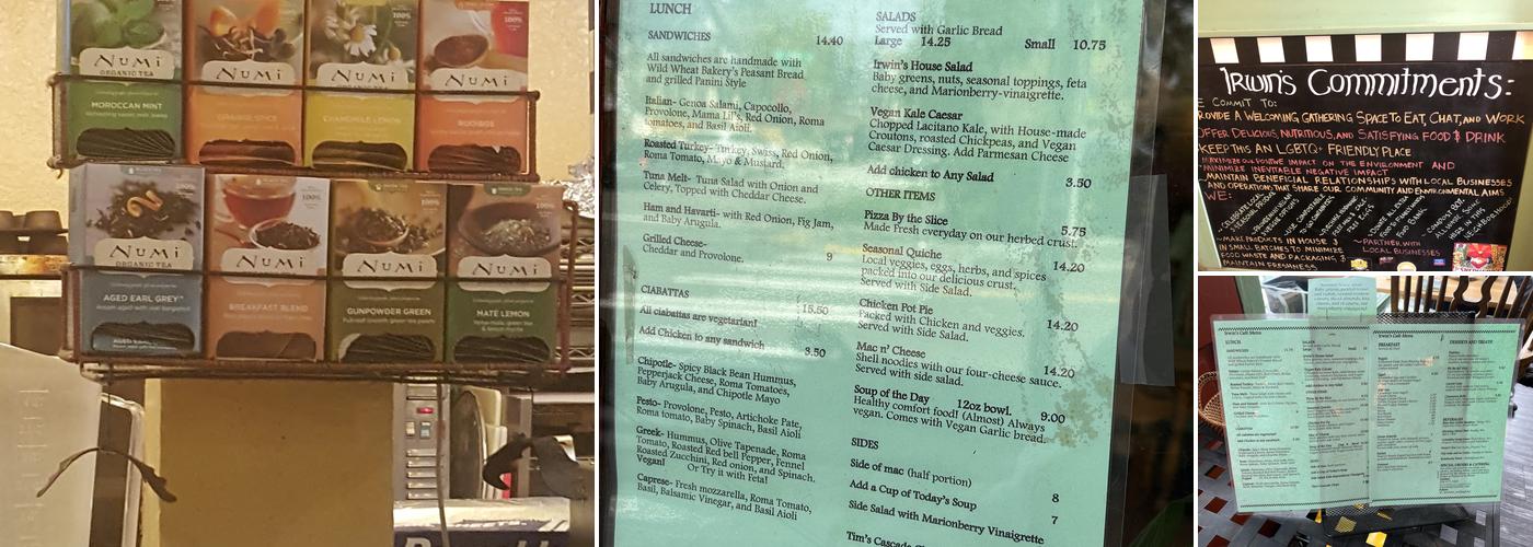 Irwin's Neighborhood Bakery and Cafe Menu