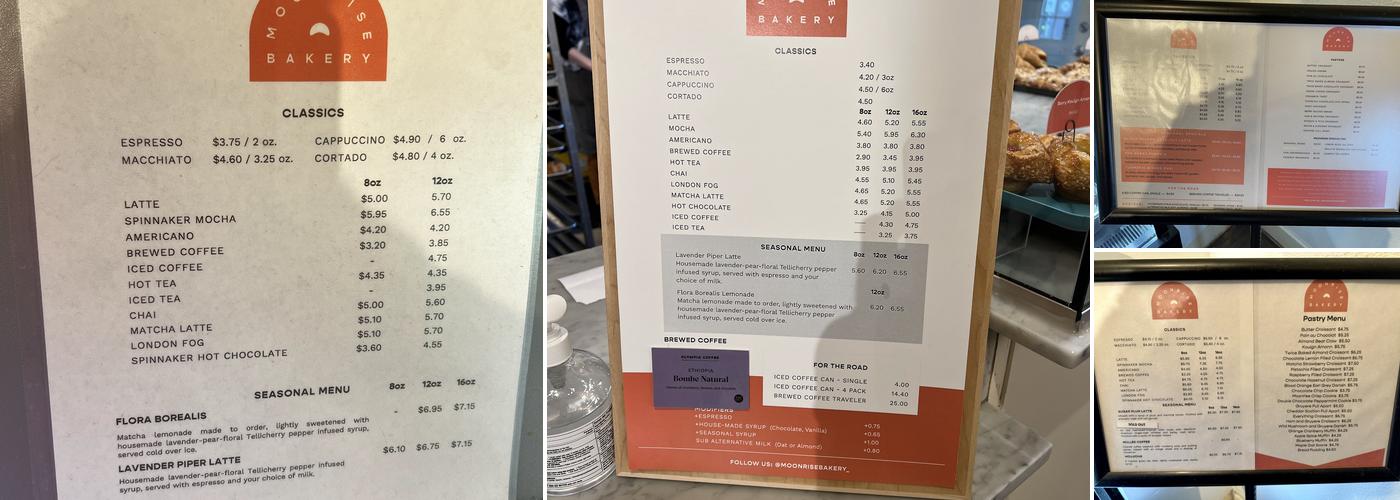 Moonrise Bakery Menu