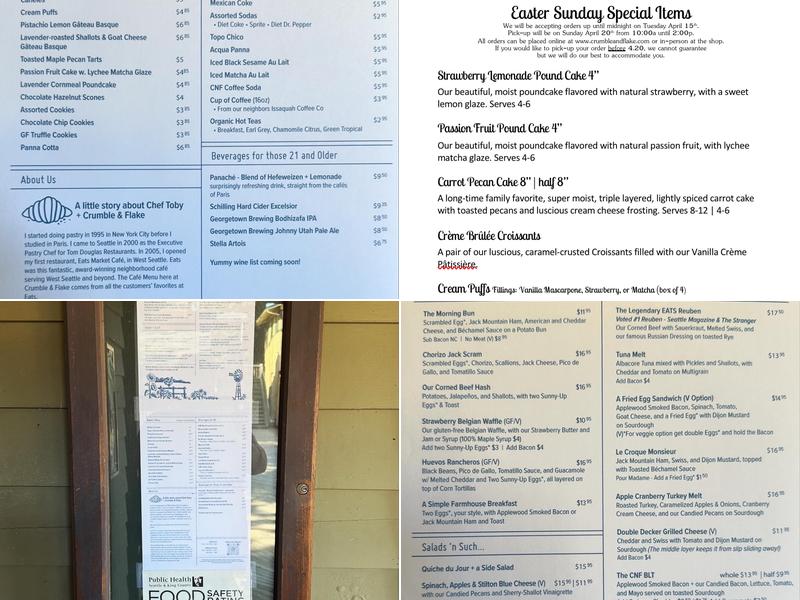 Crumble & Flake Café Pâtisserie Menu