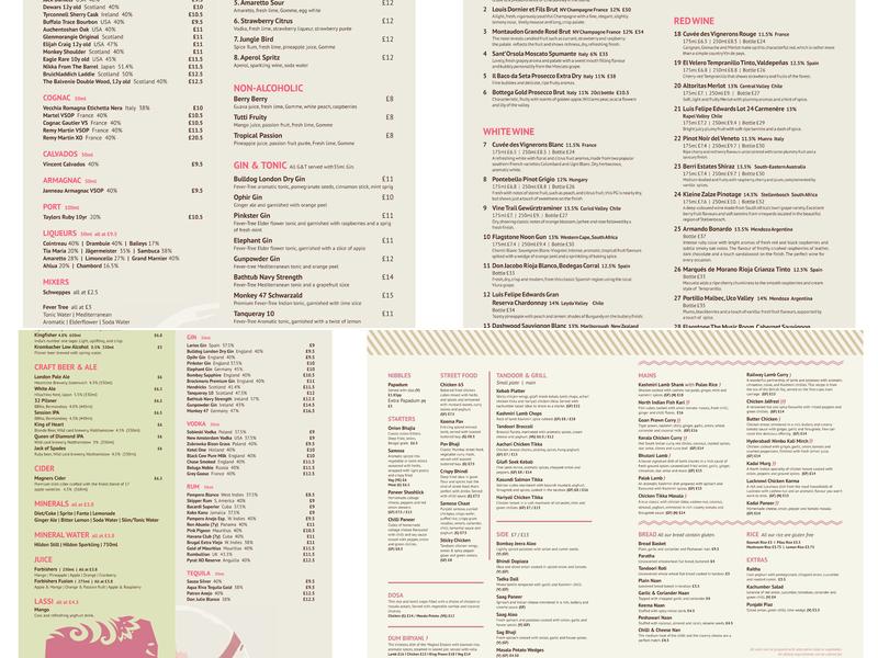 Est. India Menu