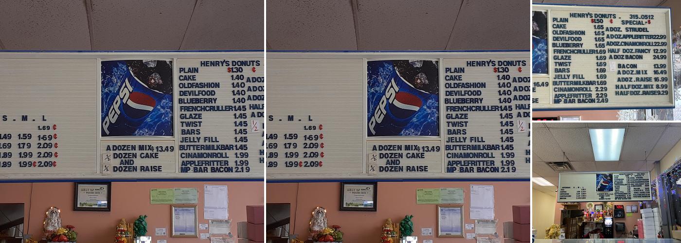 Henry's Donut Menu