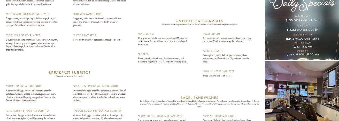 FROST Menu