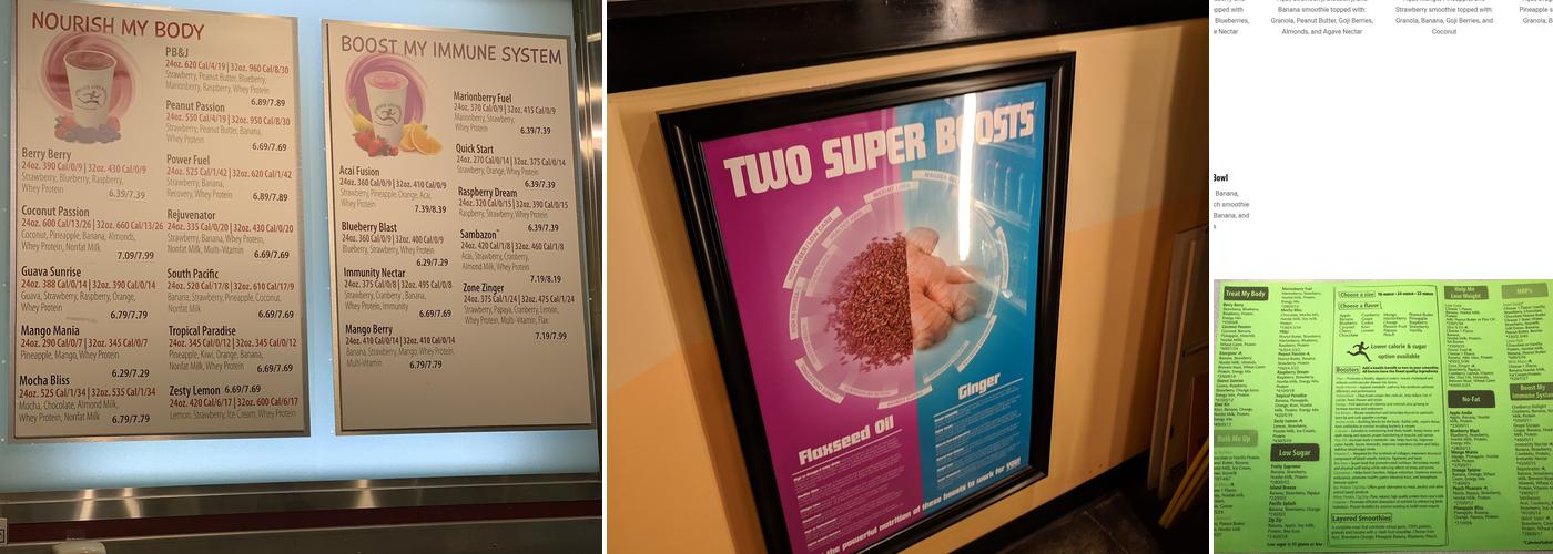 Emerald City Smoothie Menu
