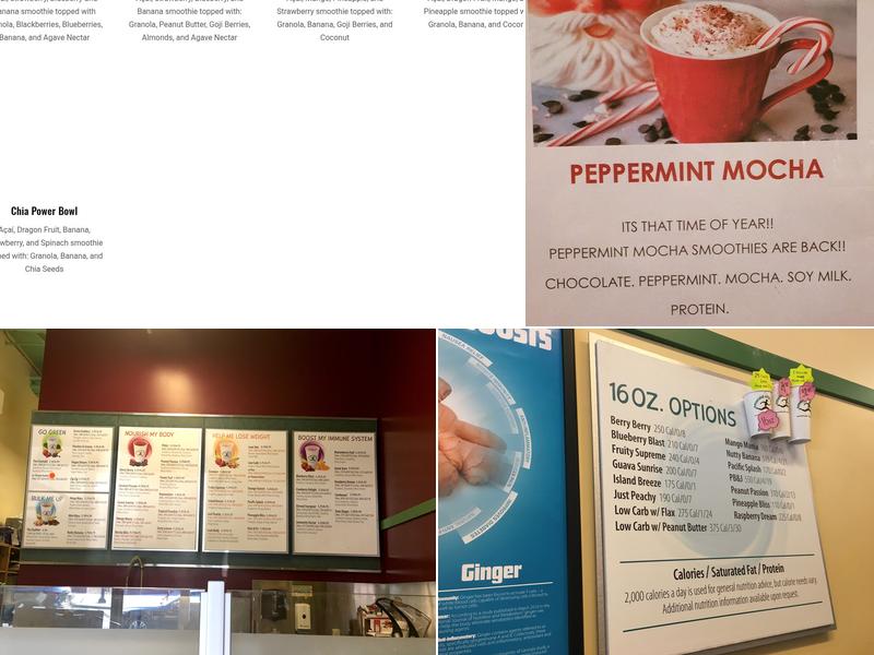 Emerald City Smoothie Menu