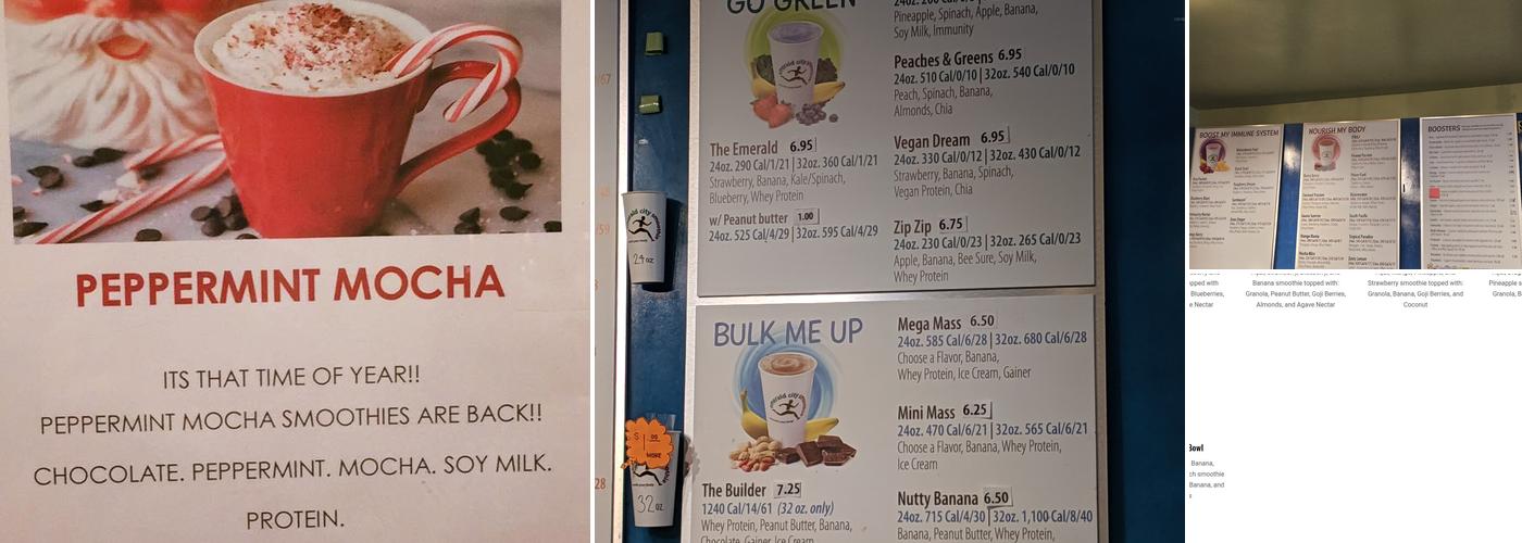 Emerald City Smoothie Menu