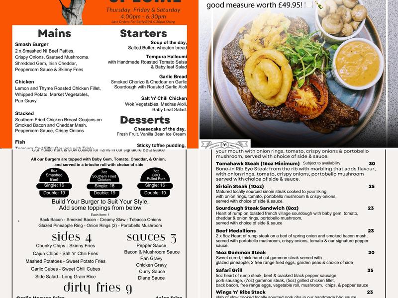 Safari Banbridge Menu