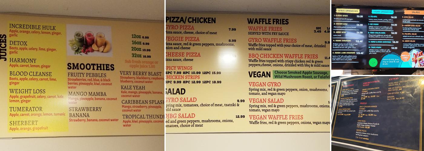 Organic Juice Bar & Gyros Menu