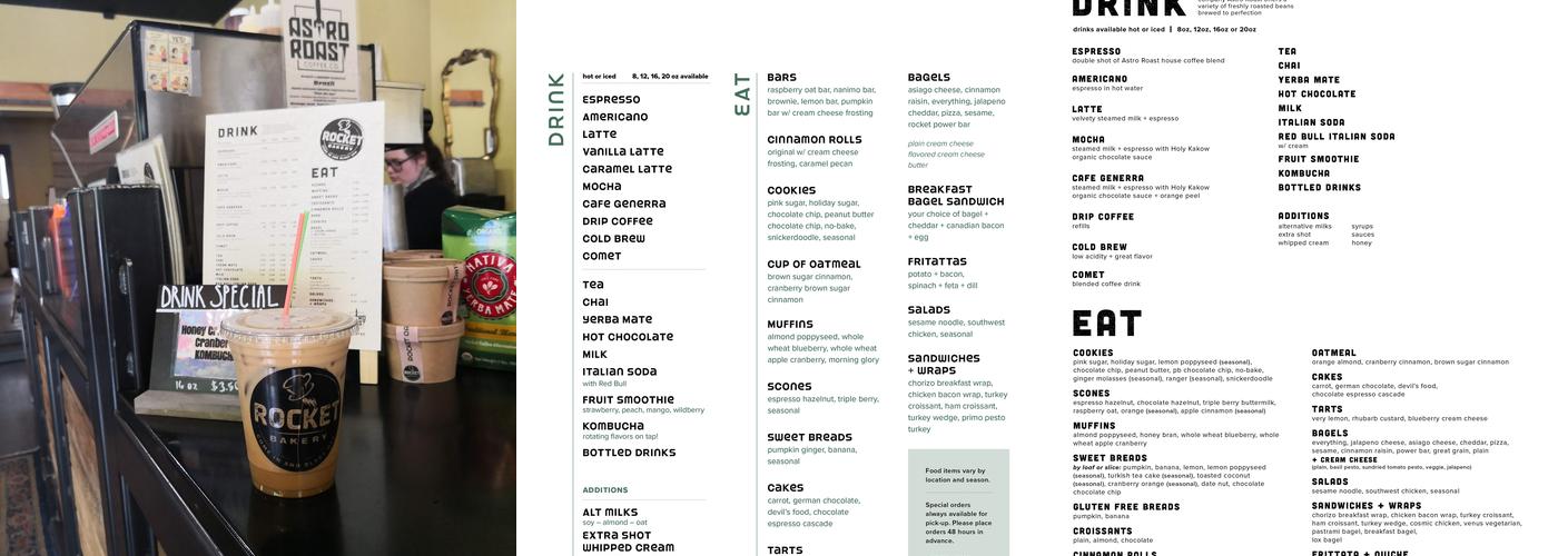 Rocket Bakery Menu
