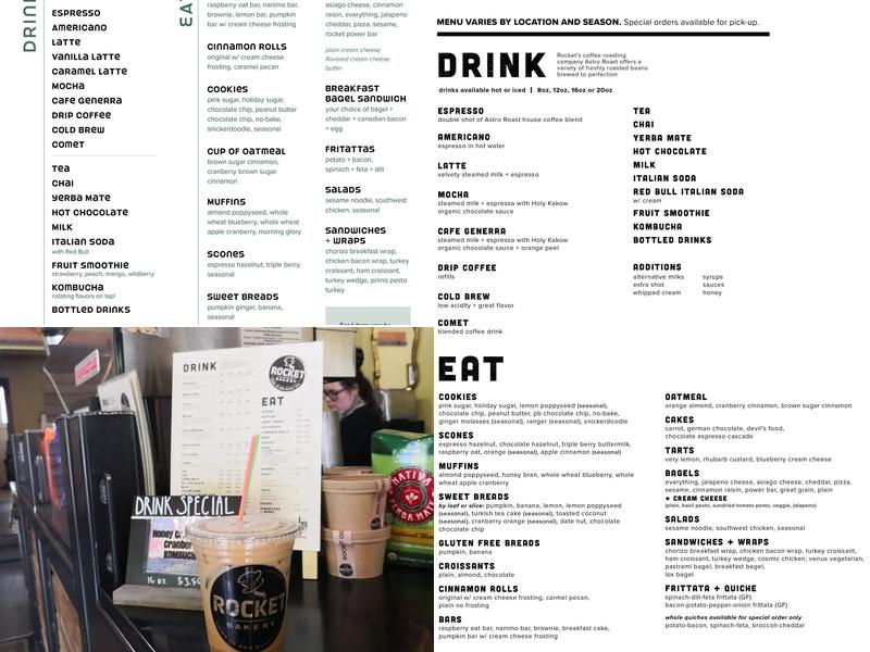 Rocket Bakery Menu