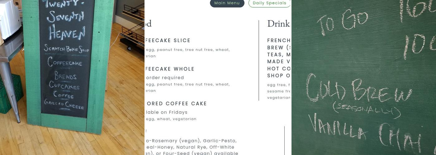 Twenty-Seventh Heaven Scratch Bake Shop Menu