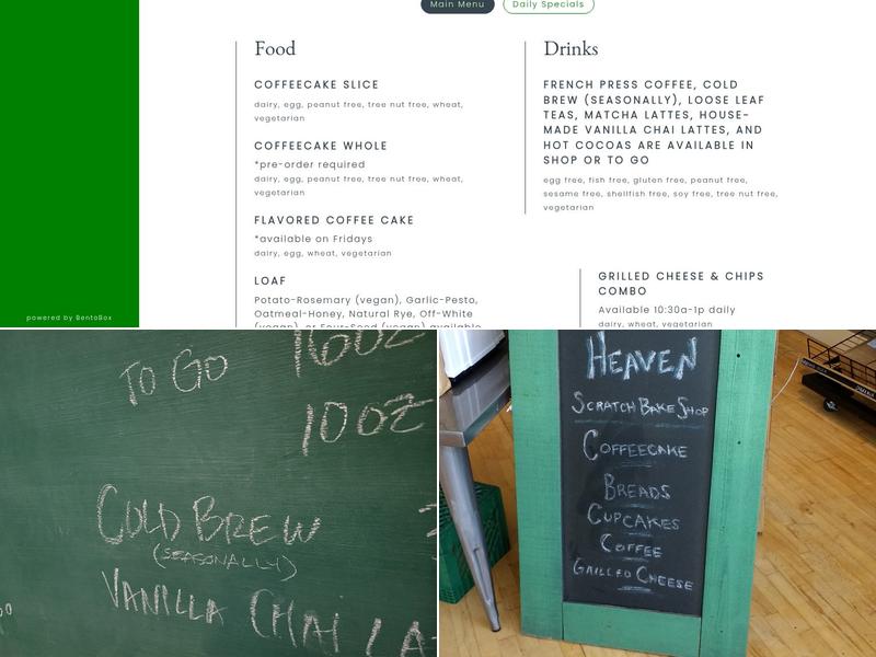 Twenty-Seventh Heaven Scratch Bake Shop Menu