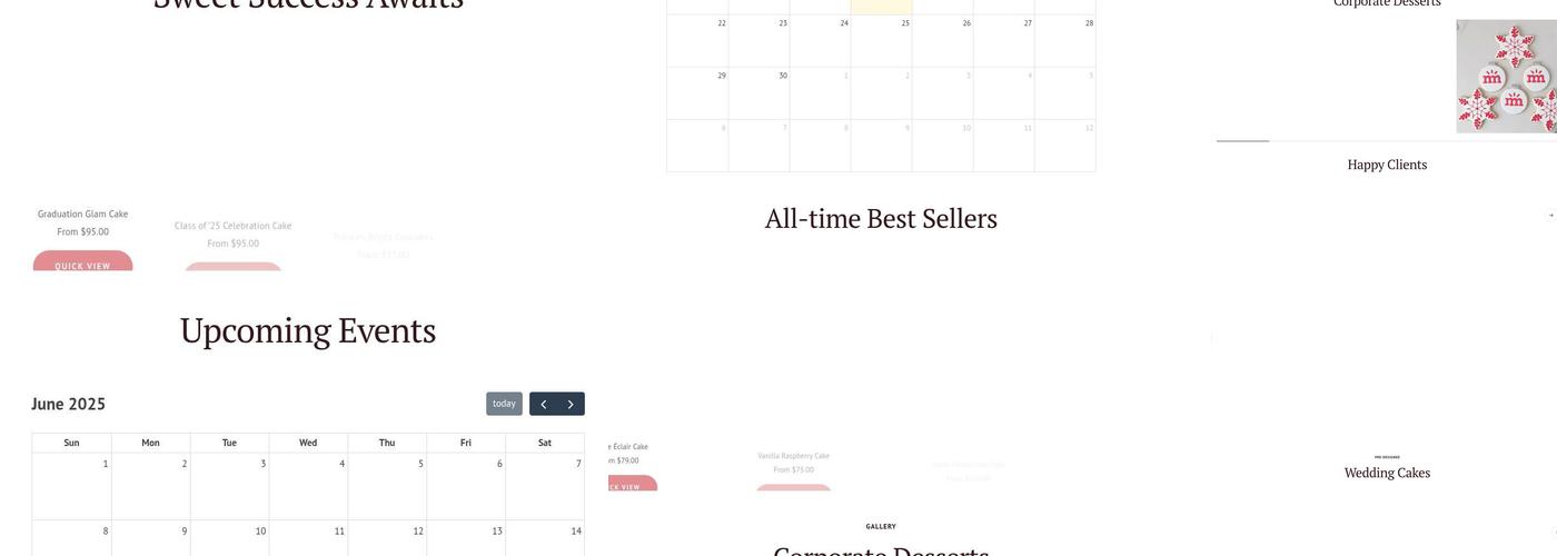 Celebrity Cake Studio Menu