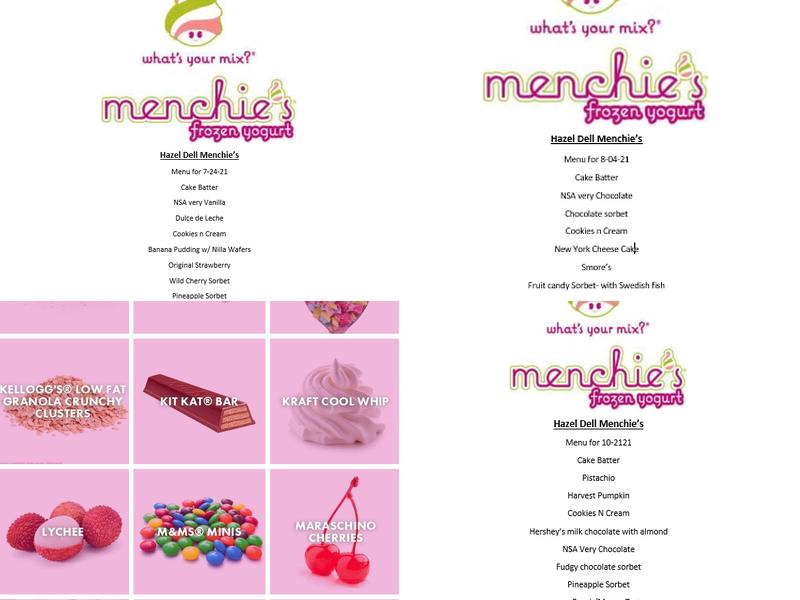 Menchie's Hazel Dell Menu