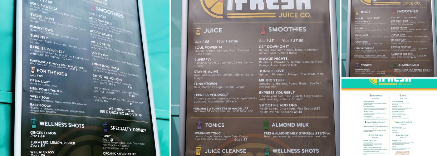 Funky Fresh Juice Co. Menu