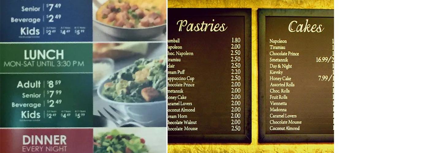 Daniela Solis Bakery Menu