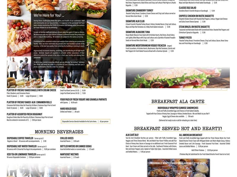 Alki Bakery Production Facility Menu