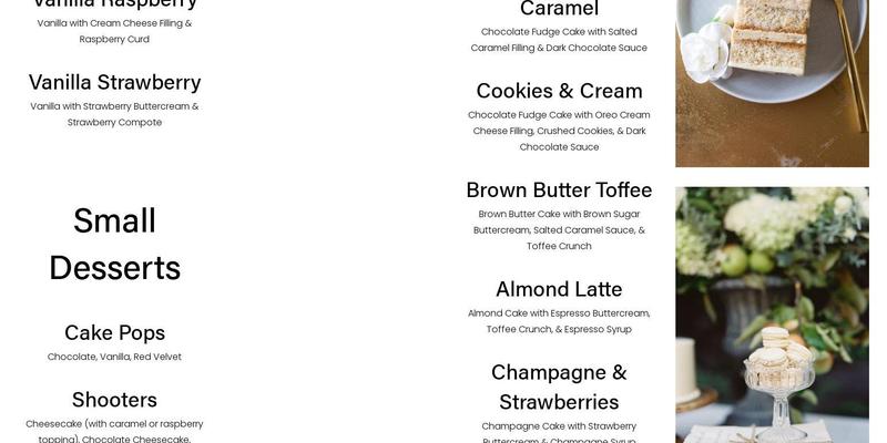 The Cakewalk Shop Menu