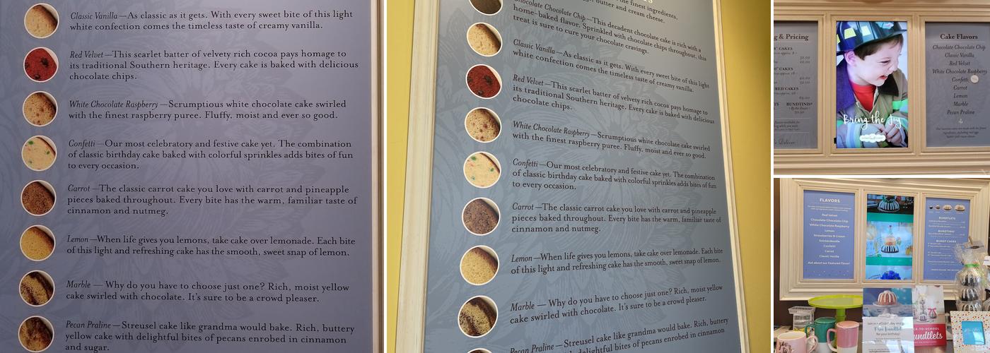 Nothing Bundt Cakes Menu