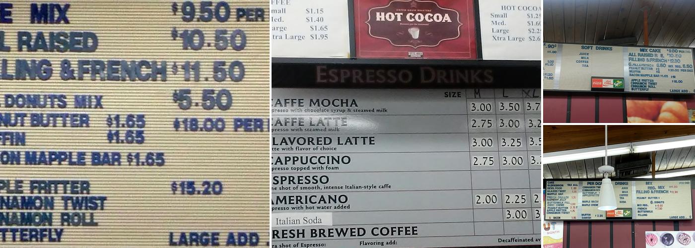 Henry’s Donuts Menu