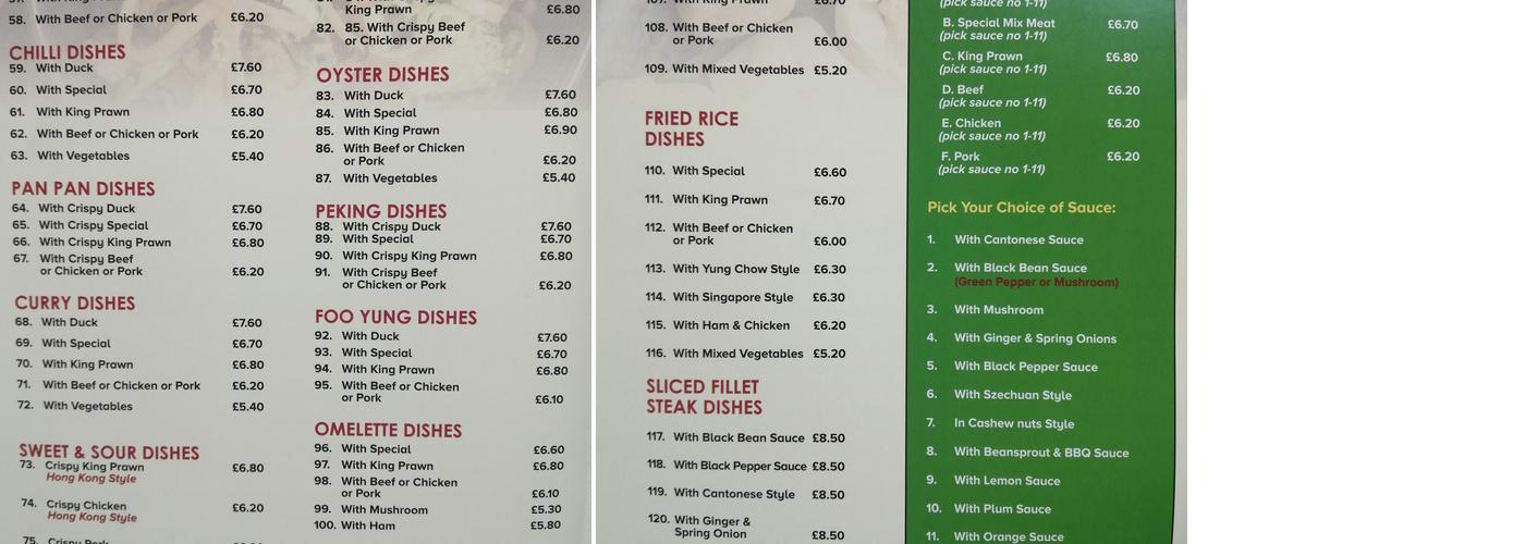 Lucky Dragon Menu