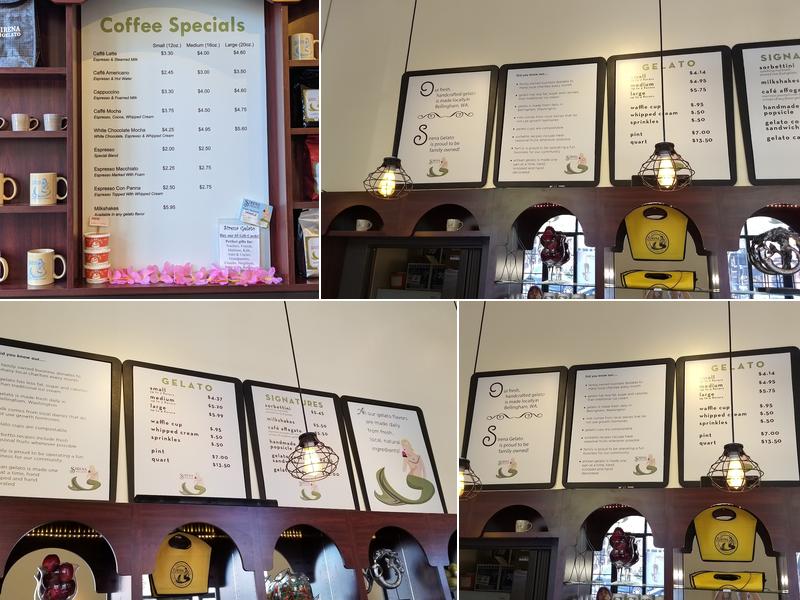 Sirena Gelato Menu
