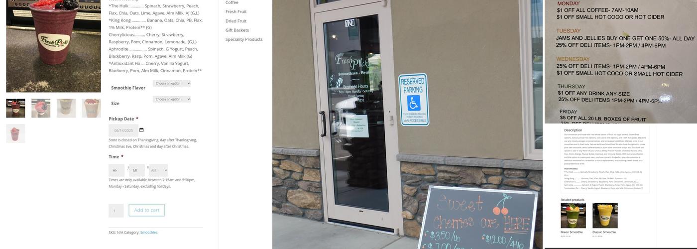 FreshPicks Smoothies & Fruit Menu