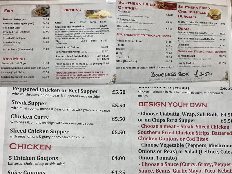 Snackbox Portglenone Menu