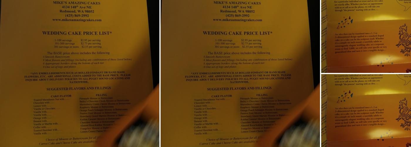 Mike's Amazing Cakes Menu