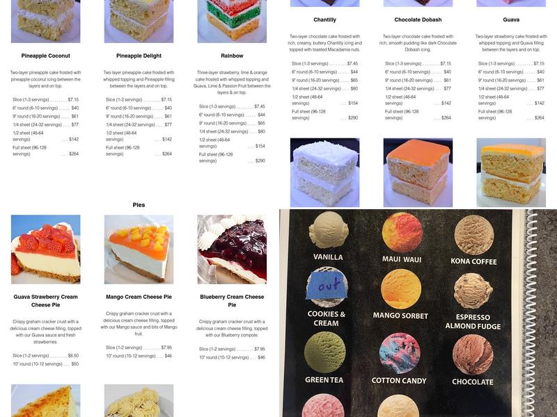 Cakes of Paradise Bakery Menu