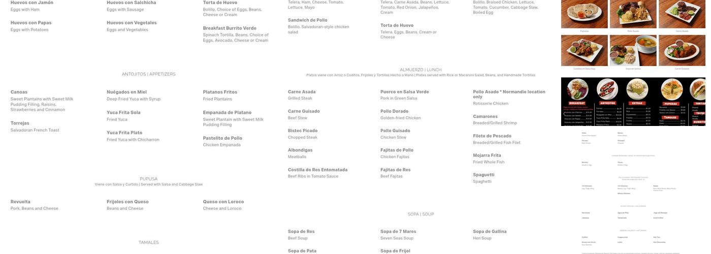 Continental Bakery Menu