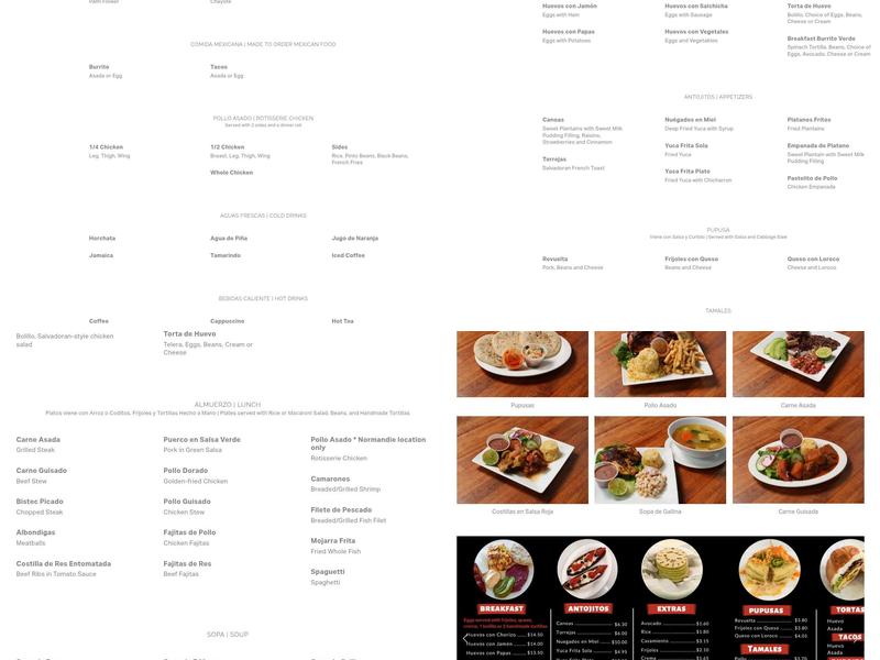 Continental Bakery Menu