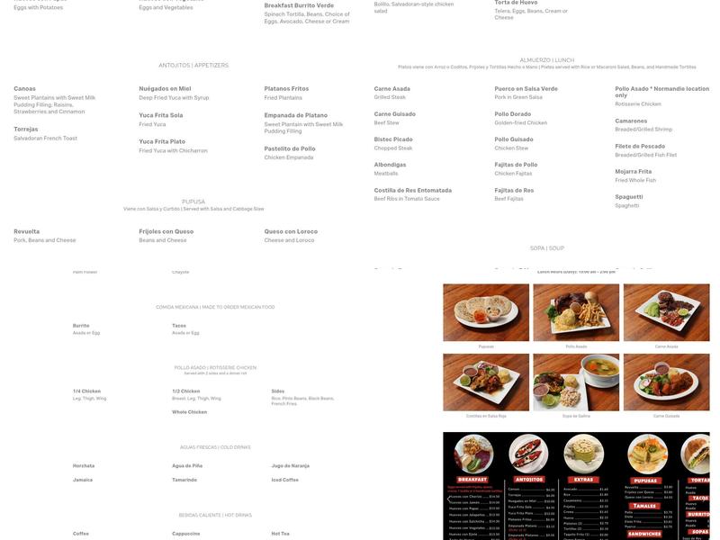 Continental Bakery Menu