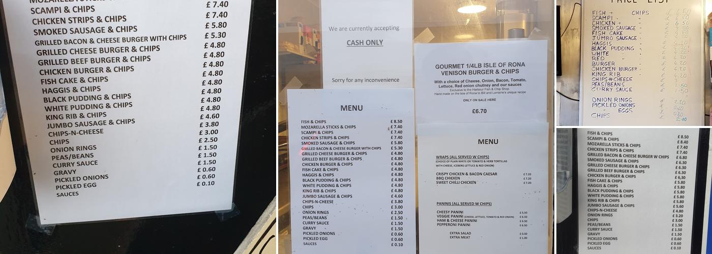 Harbour Chip Shop Menu