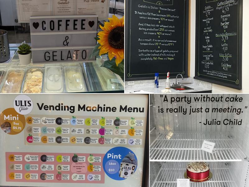 Uli's Gelato Vending Machine and Manufactory Menu