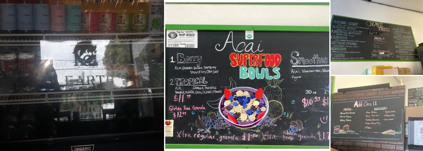 Earth Organic Juice Bar Menu
