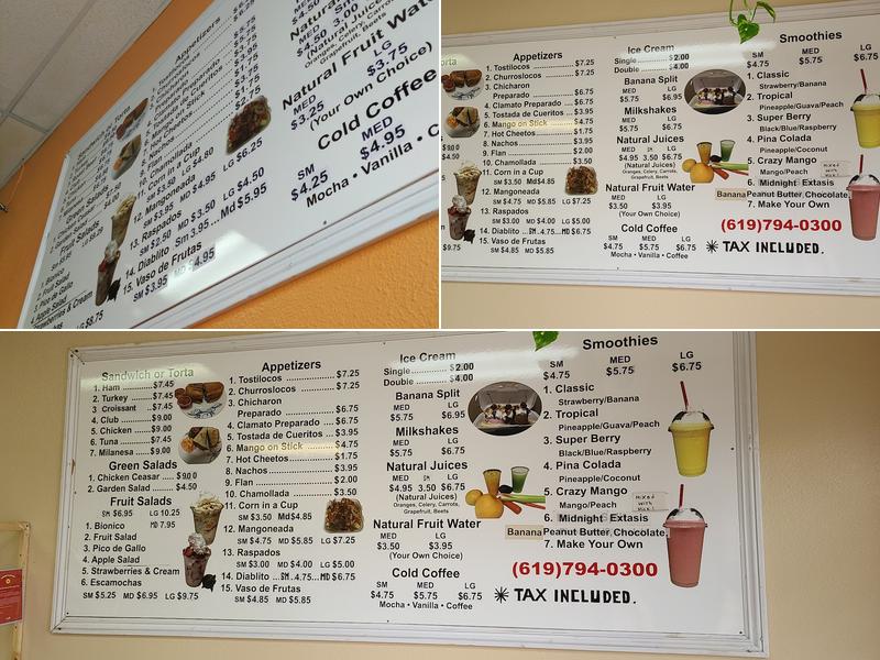 Botellos Fruit Bar Menu