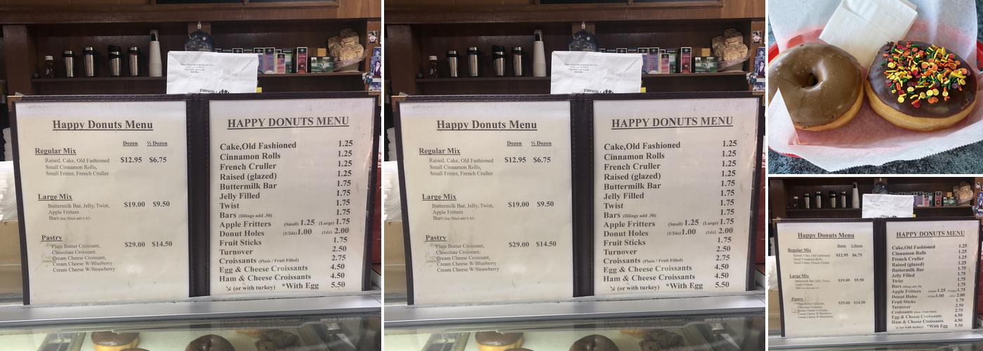 Happy Donuts Menu