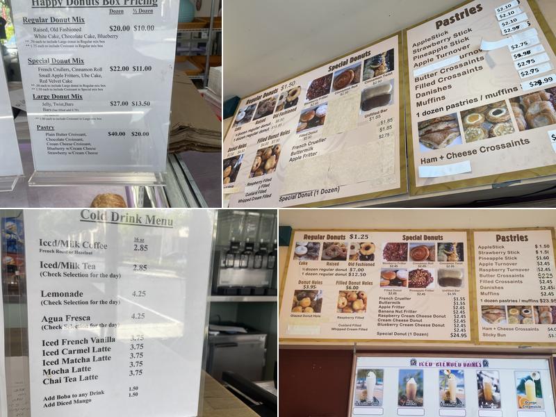 Happy Donuts De Anza Menu