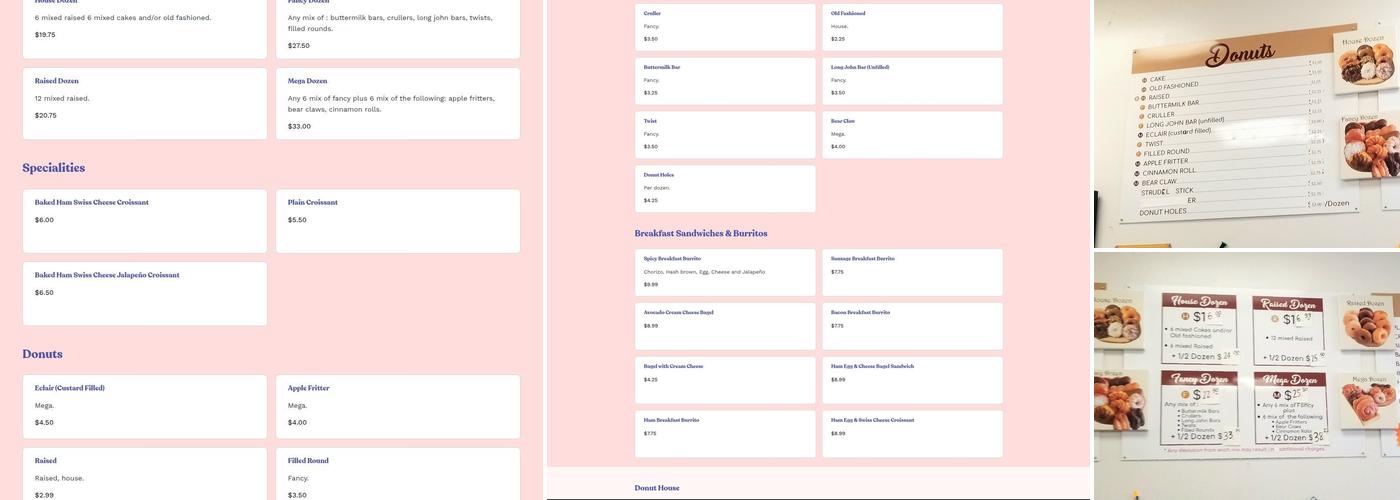Donut House Menu