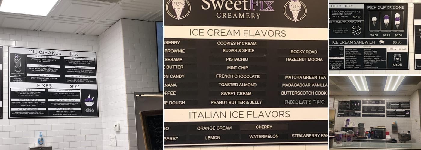 Sweet Fix Creamery Menu