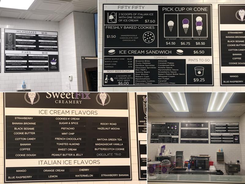 Sweet Fix Creamery Menu