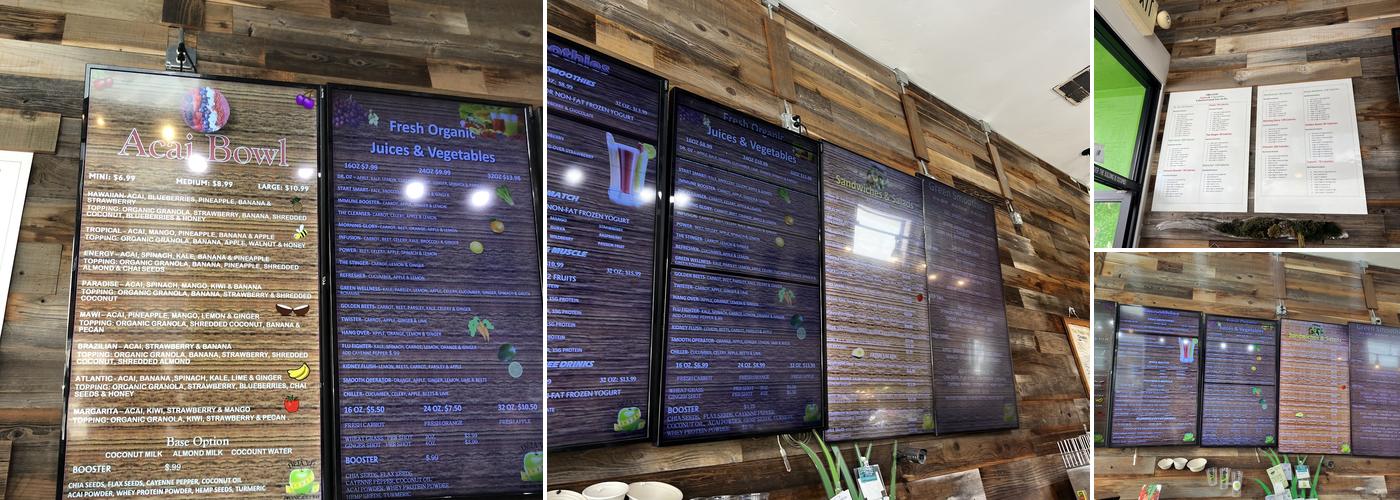 Deja vu Juice Bar Menu