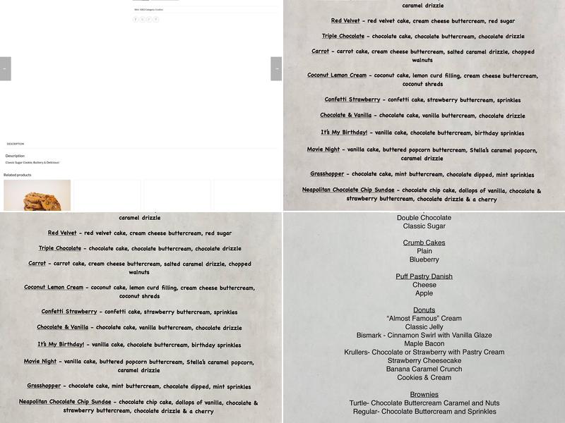 Stella Baking Company Menu