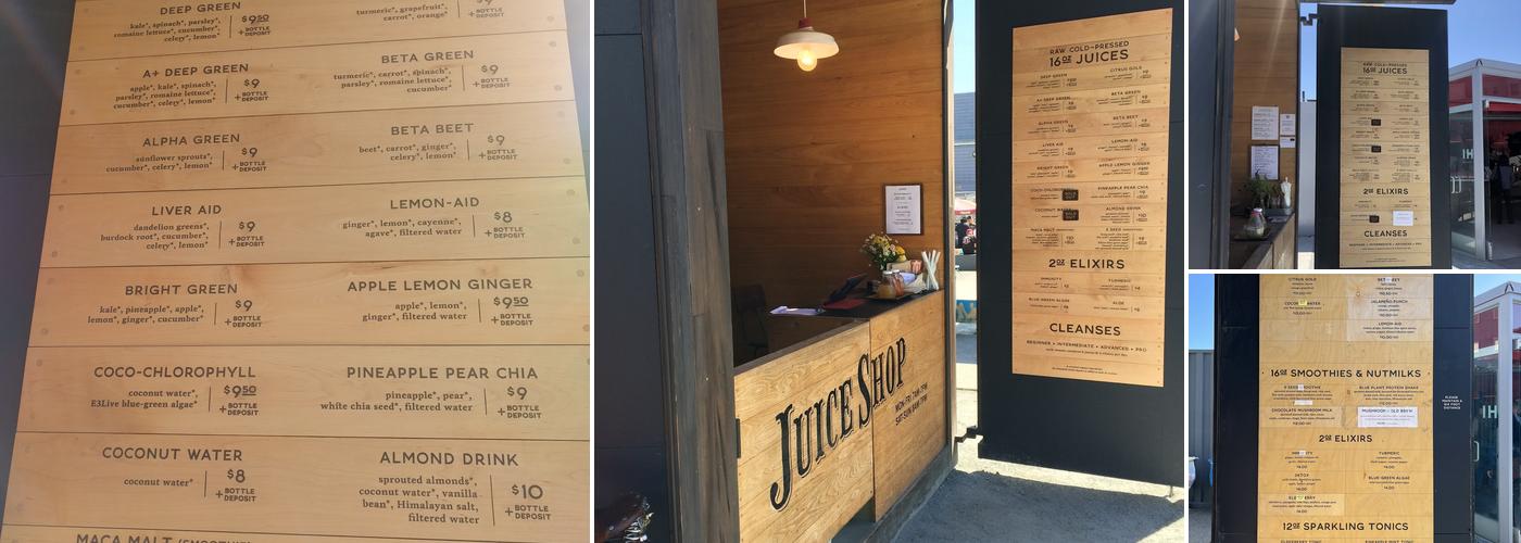 Juice Shop Menu