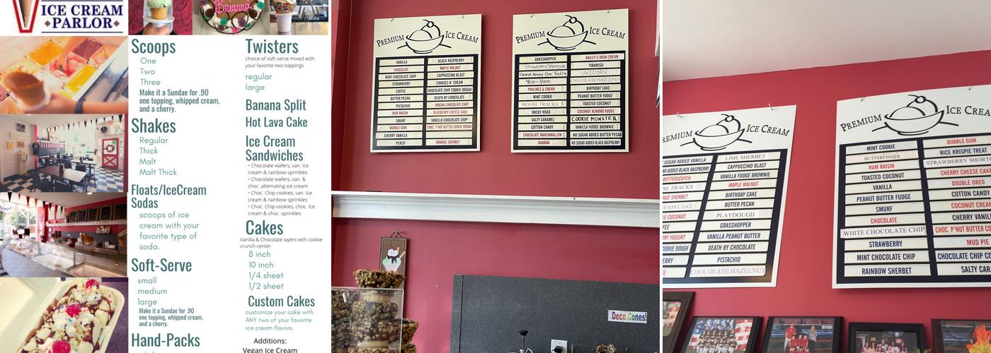 Taylor's Ice Cream Parlor Menu