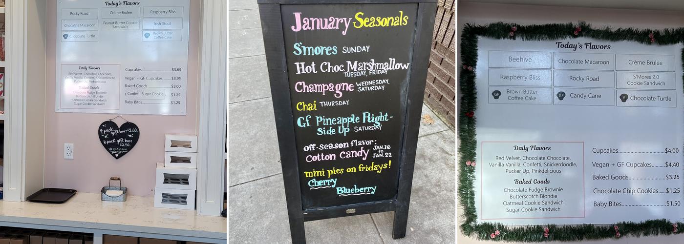 Icing on the Cupcake Menu