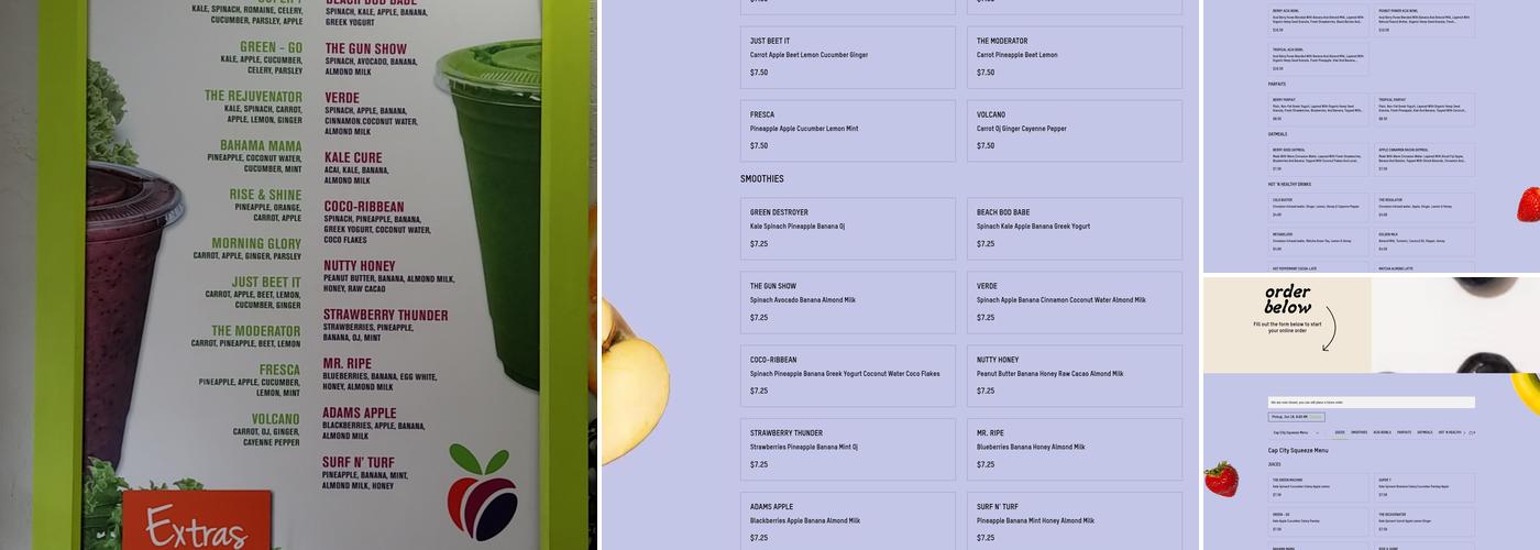 Cap City Squeeze Juice Bar Menu